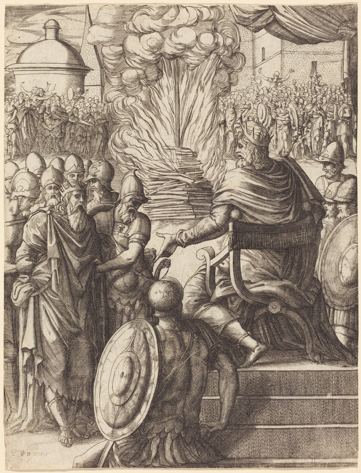 Heraclius Sentencing the Tyrant Phocas by Pierre Woeiriot