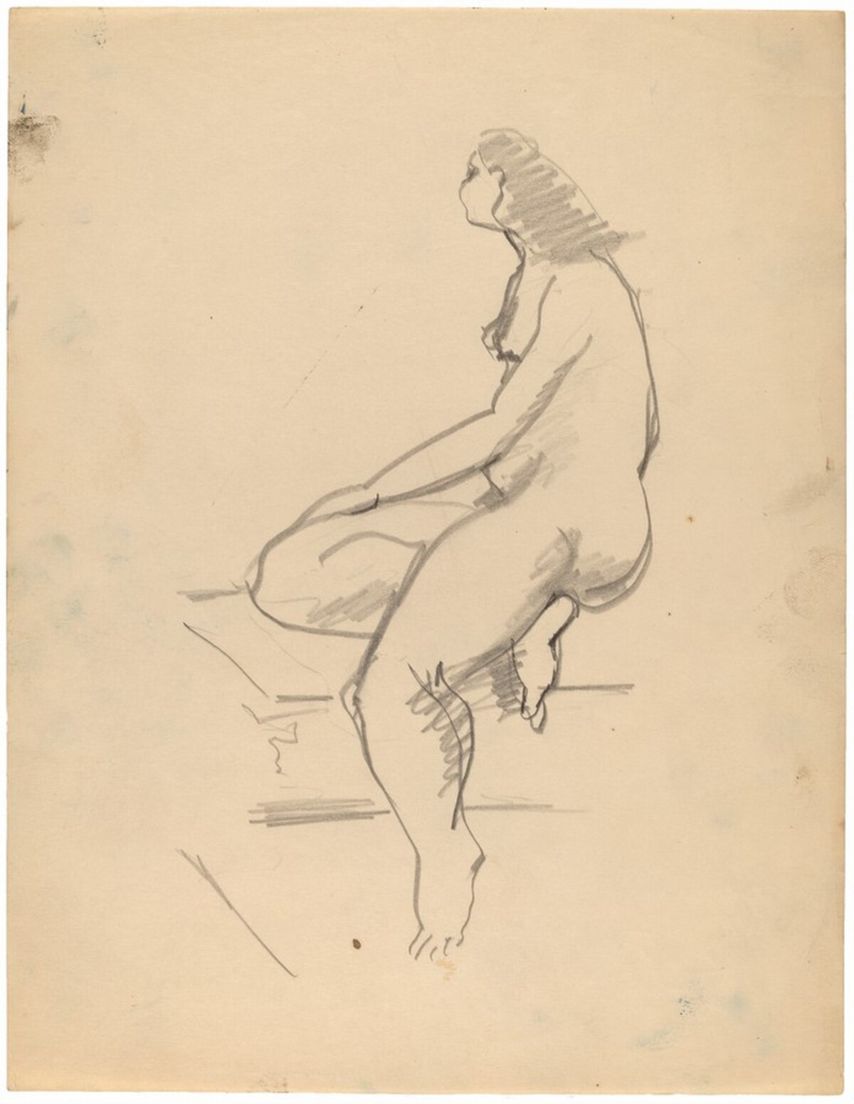Side View of Seated Nude Turned to the Left, Right Leg Tucked Under by Mark Rothko