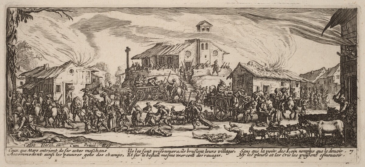 Plundering and Burning a Village by Gerrit van Schagen after Jacques Callot