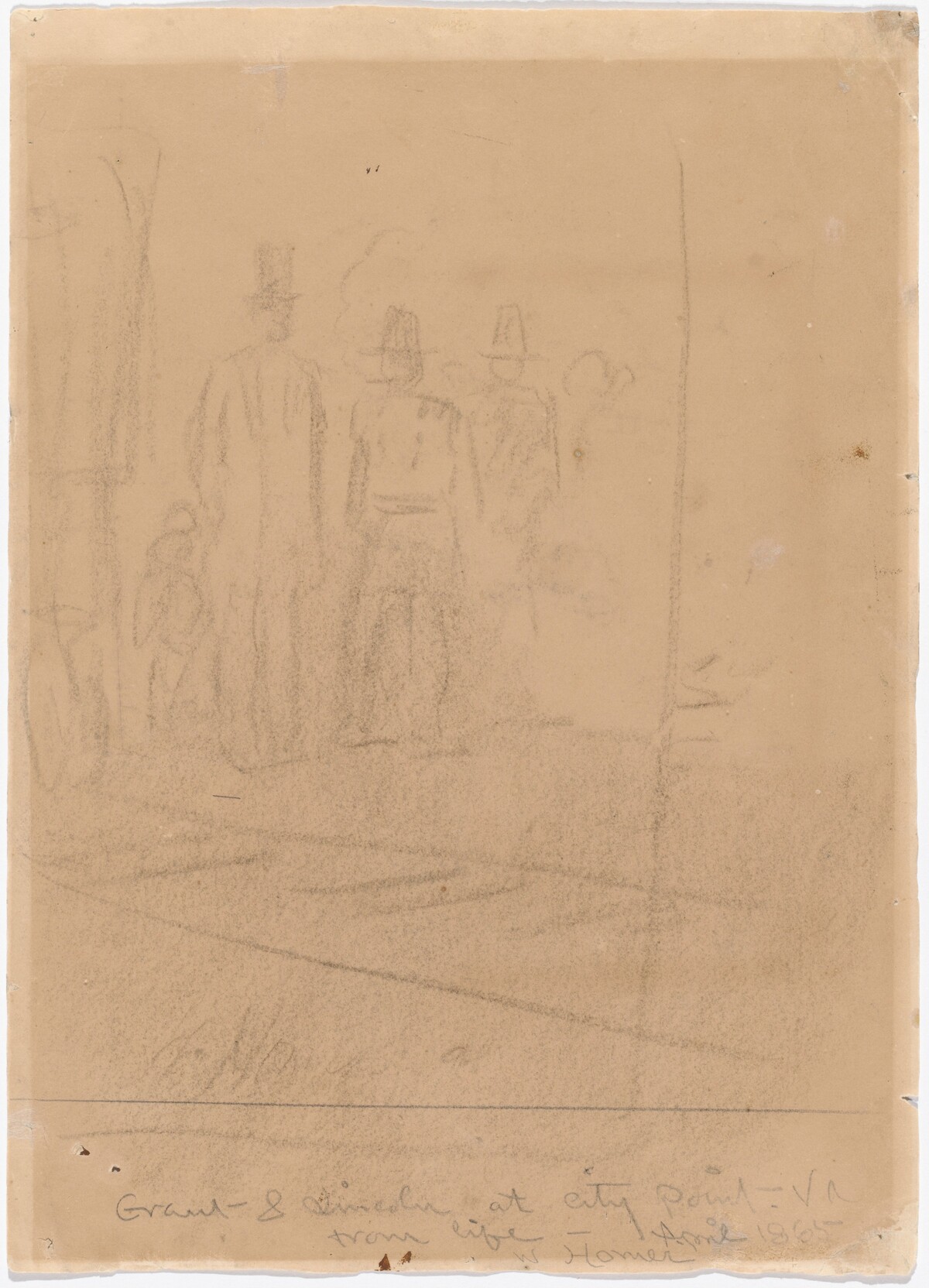 Grant and Lincoln at City Point, Virginia [recto] by Winslow Homer