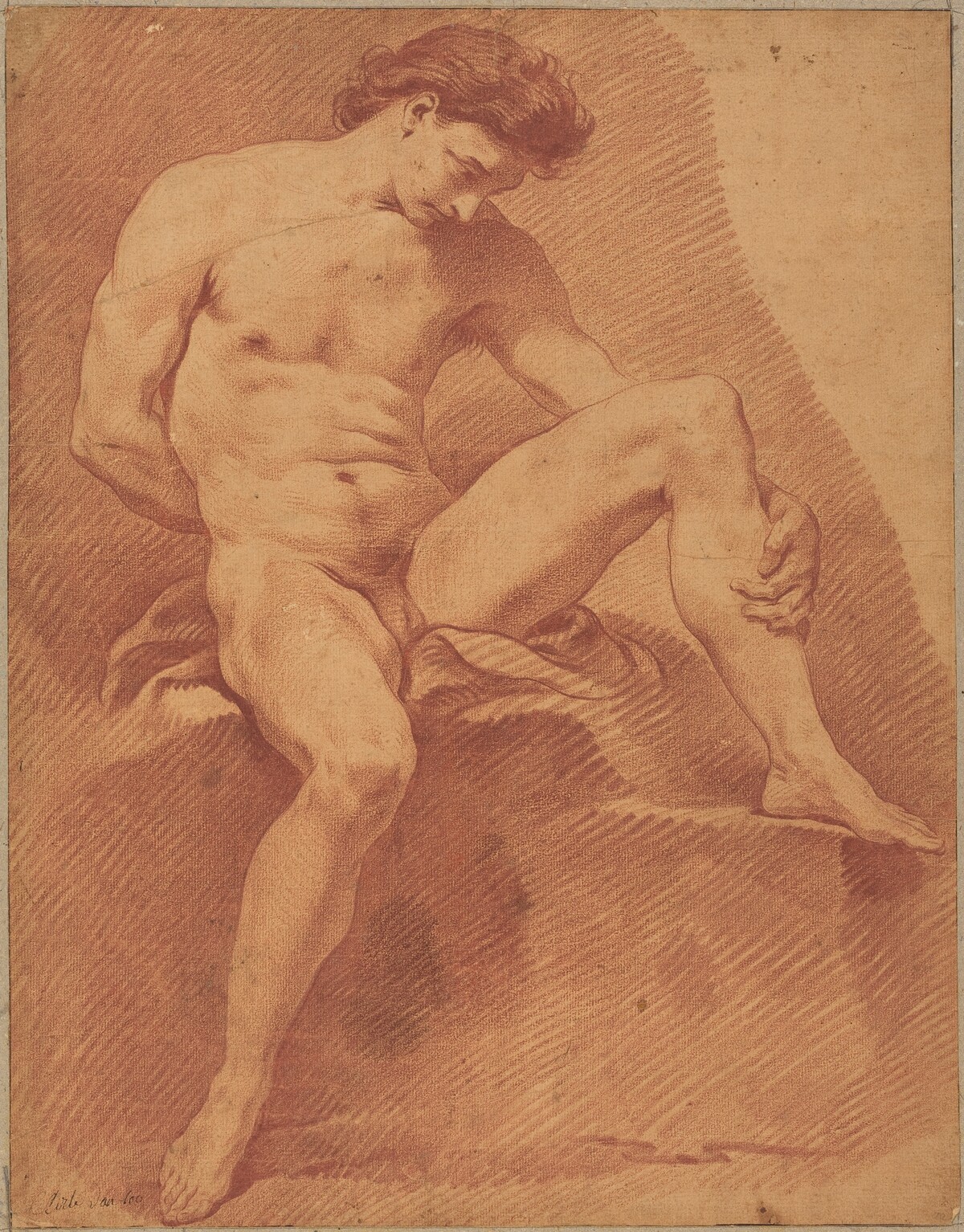 A Seated Male Nude by Carle Van Loo