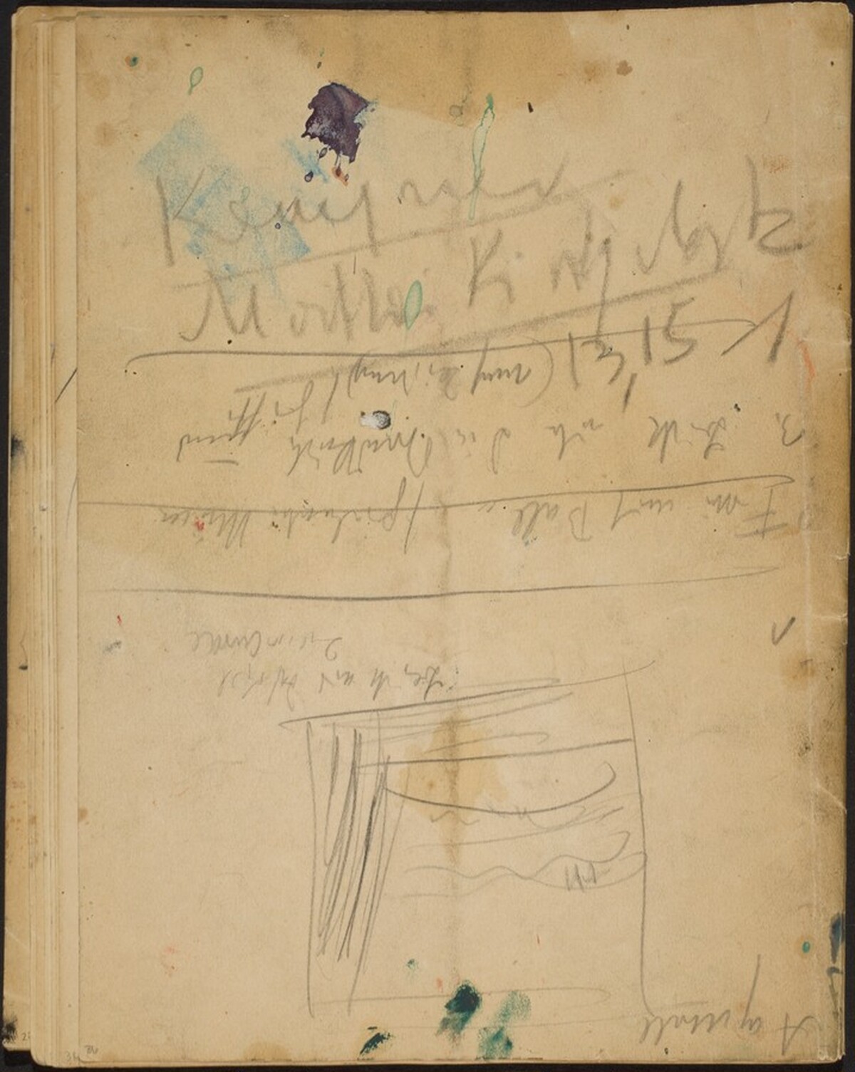 Skizze und Notizen (Sketch with Notations) [p. 36] by Max Beckmann