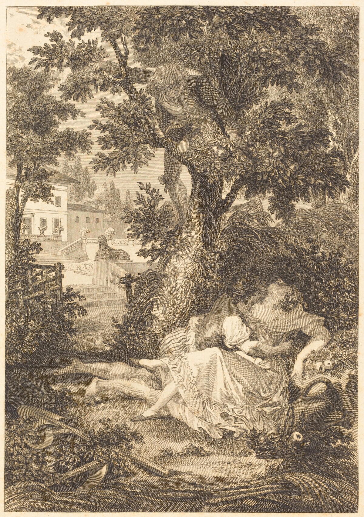 La gageure des trois commeres: Le poirier by after Jean-Baptiste Mallet
