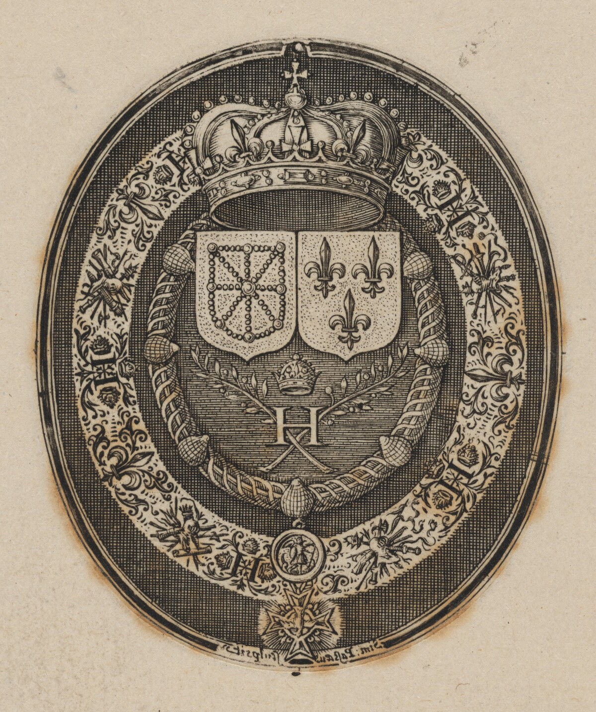 Shields of Henri IV and Maria de Medici [bottom half] by Simon de Passe