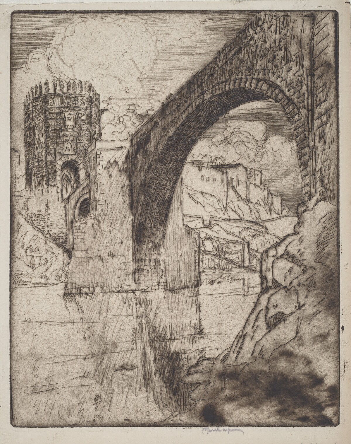 Arch of Bridge of Alcantara by Joseph Pennell
