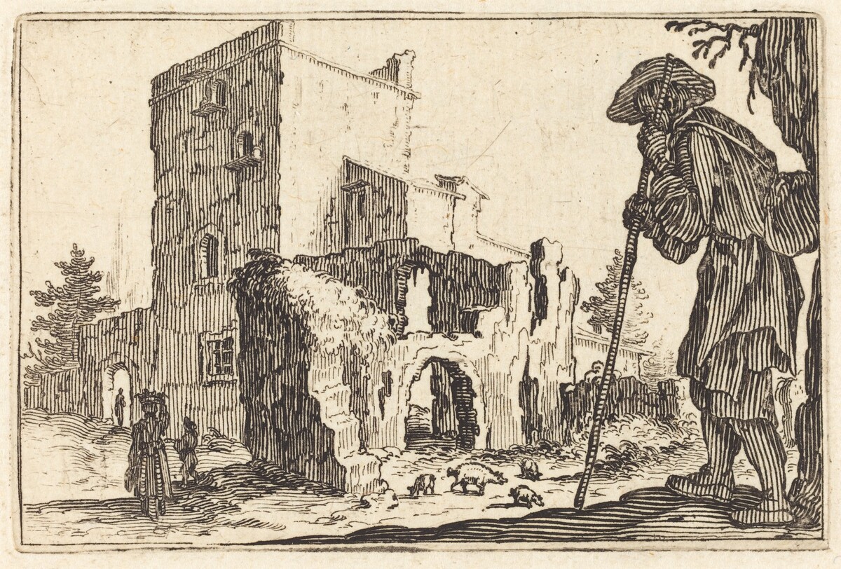 Shepherd and Ruins by Jacques Callot