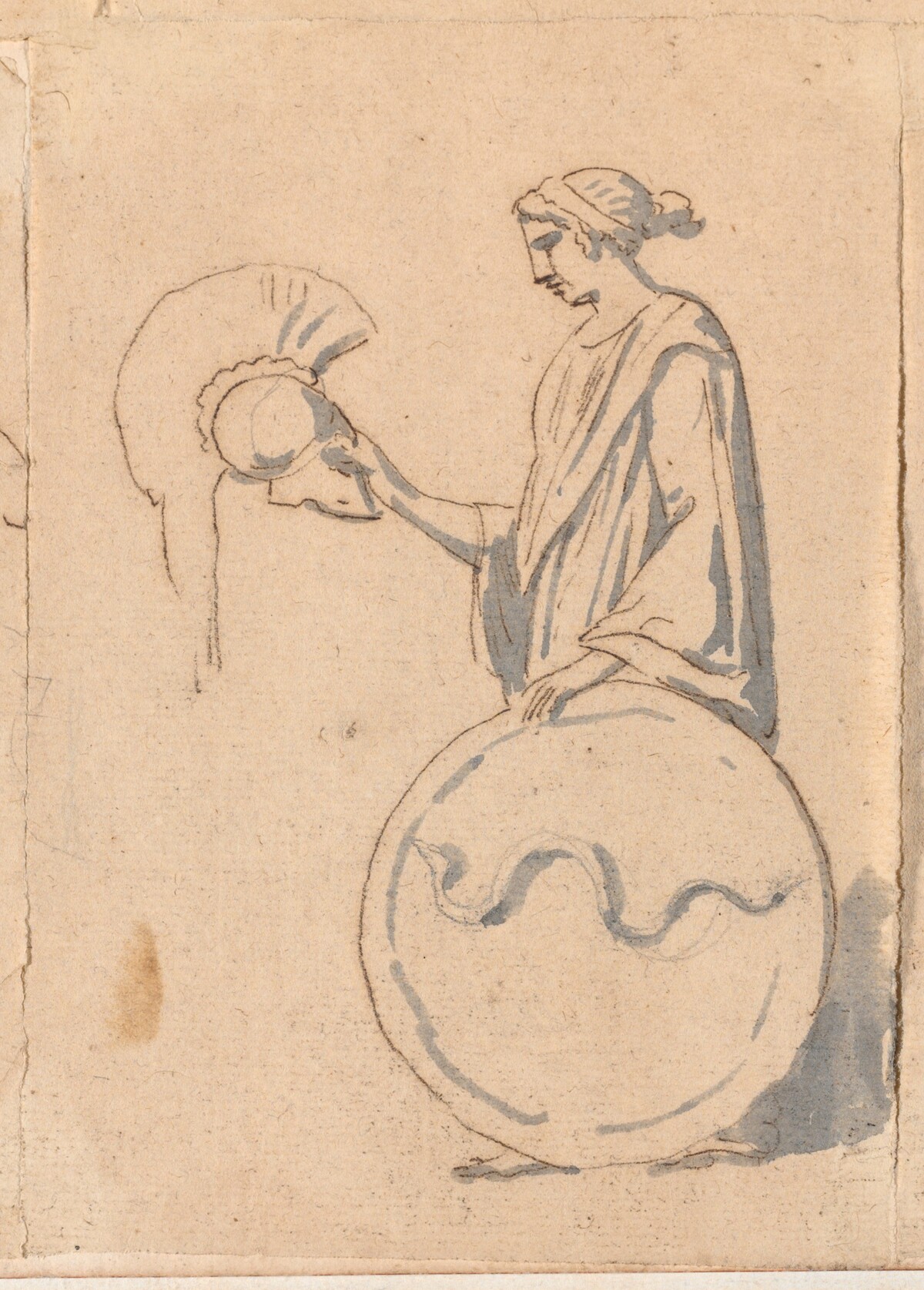 Woman with a Helmet and Shield by Jacques-Louis David