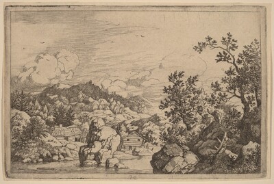 Large Rock Projecting from a River