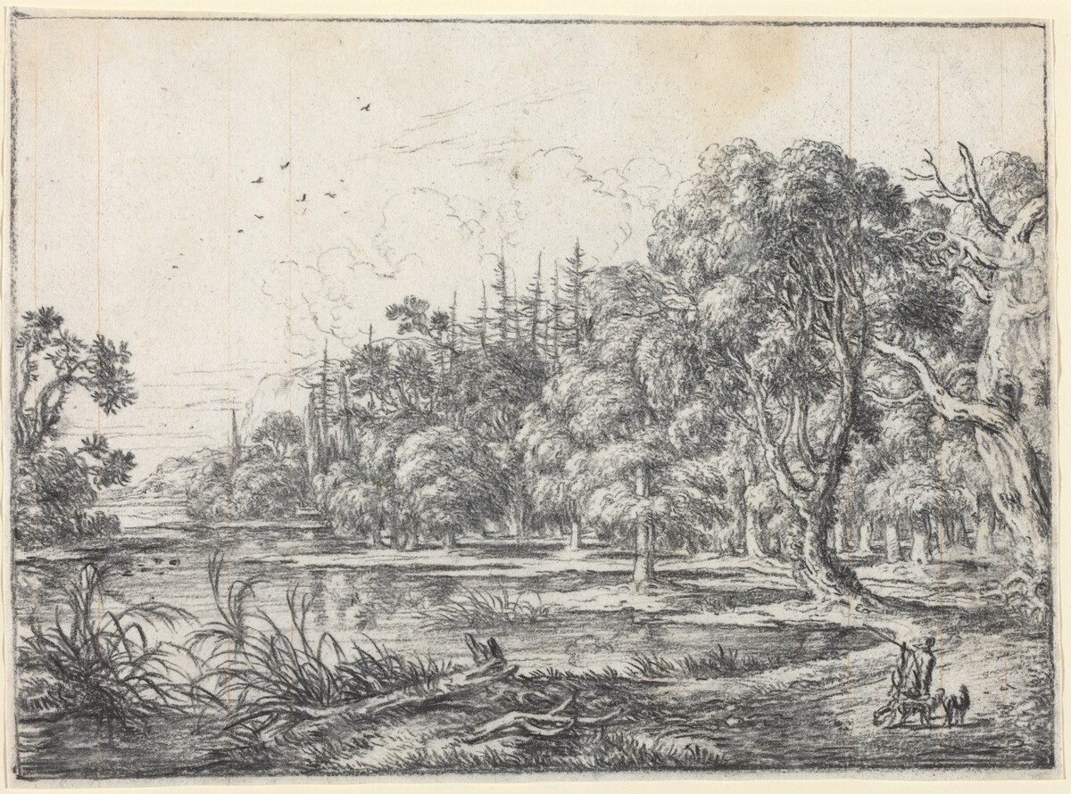 A Woodland Pond with a Hunter by Jonas Umbach