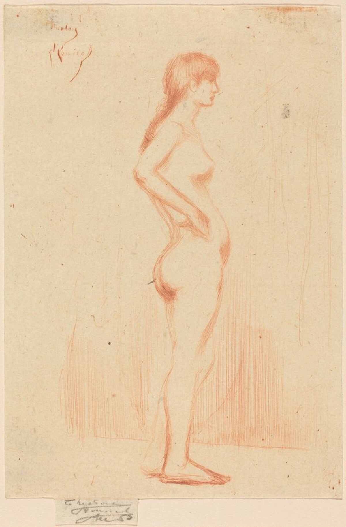 Study from the Nude of a Girl Standing by Théodore Roussel