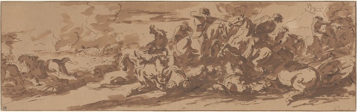 Cavalry Battle near a River by Charles Parrocel