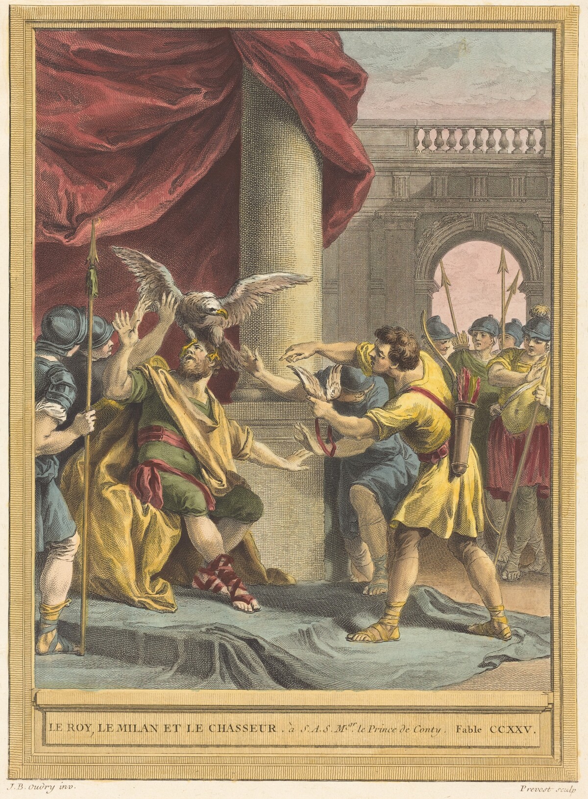 Le roi, le milan, et le chasseur (The King, the Kite, and the Hunter) by Benoît-Louis Prévost after Jean-Baptiste Oudry
