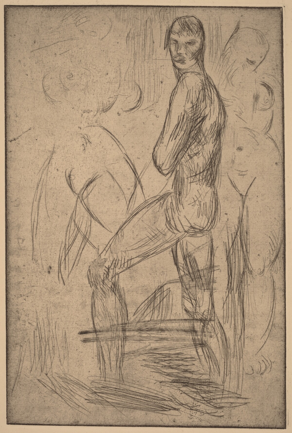 Standing Male Nude and Two Female Nudes by Wilhelm Lehmbruck