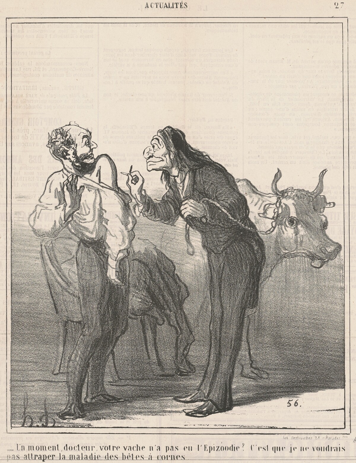 Un moment ... votre vache n'a pas eu l'epizoodie? ... by Honoré Daumier