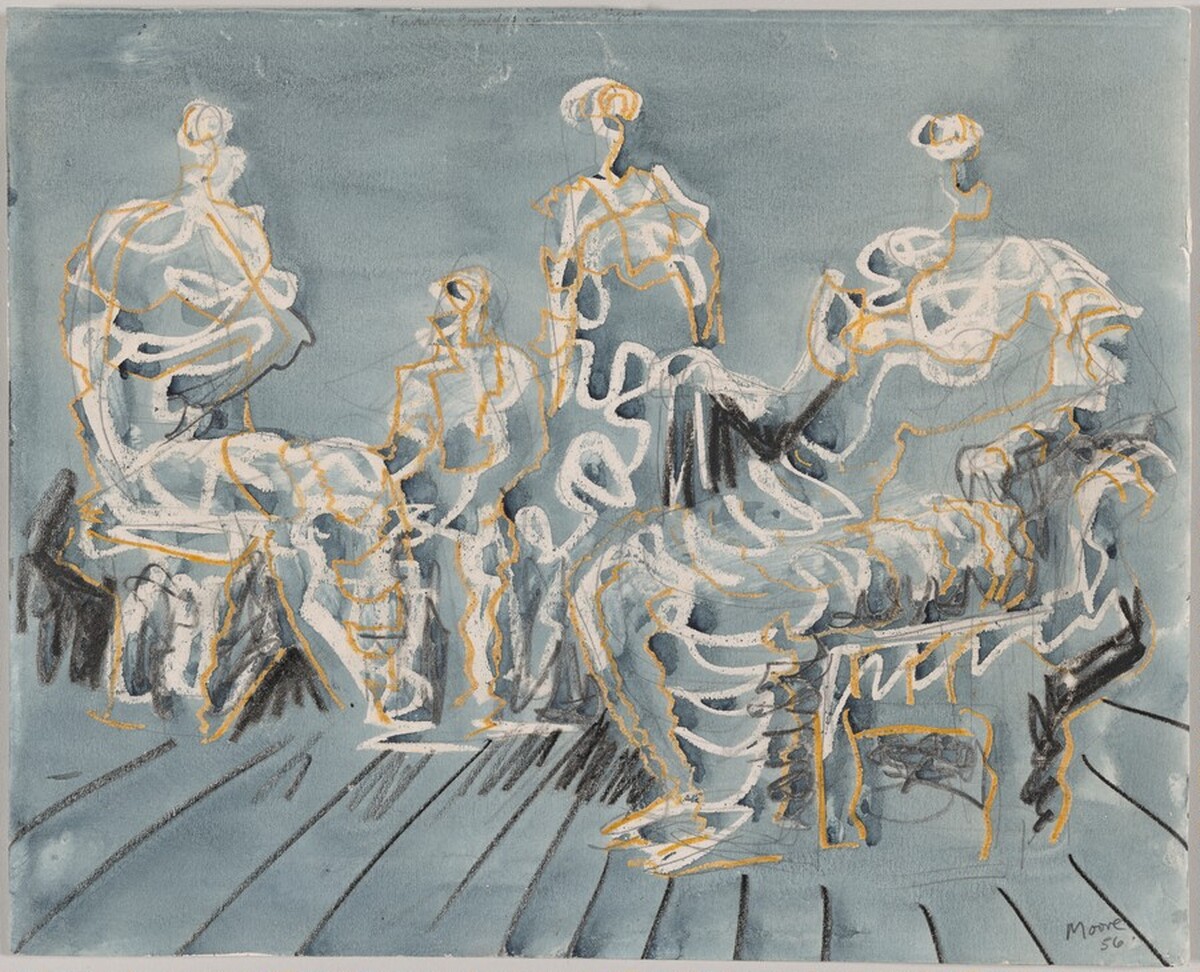 Figures on a Grey Ground by Henry Moore