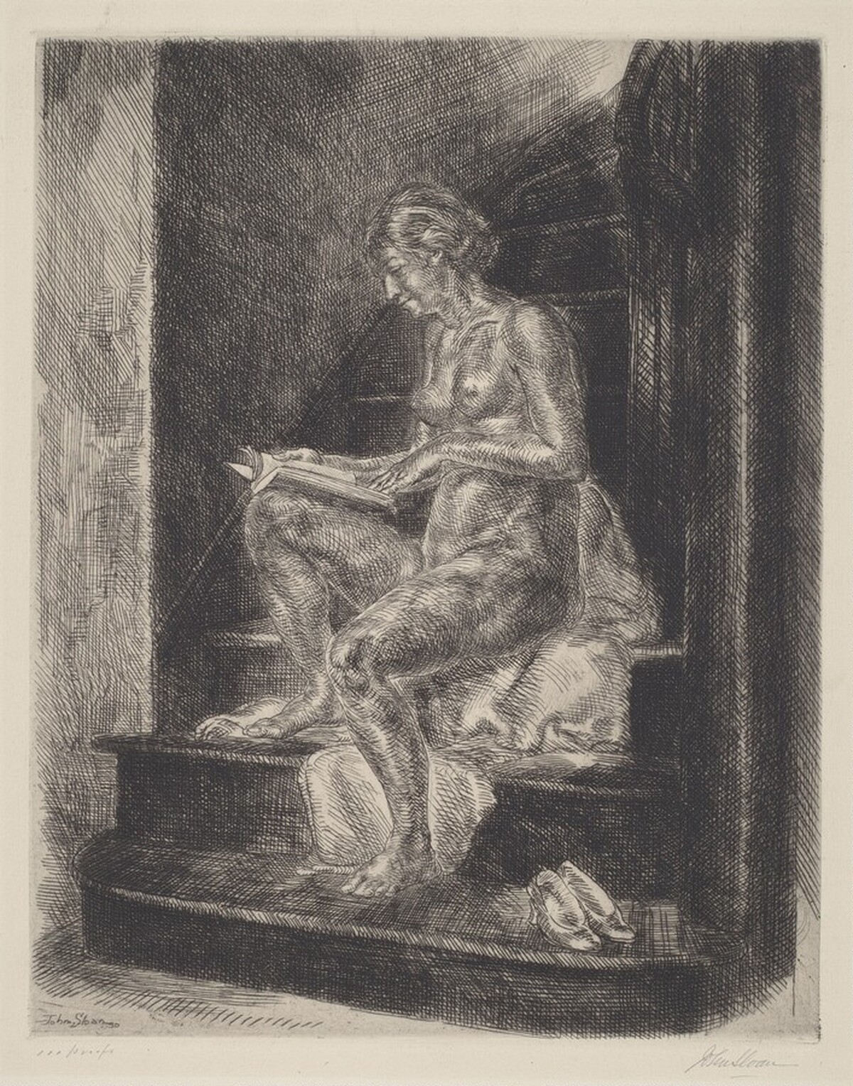 Nude on Stairs by John Sloan