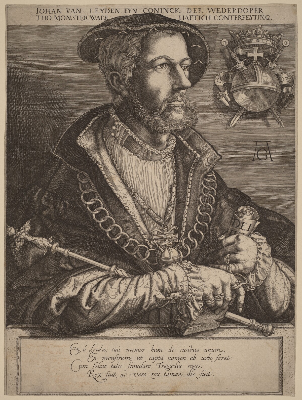 Johan van Leyden (Jan Beukels) by Jan Muller after Heinrich Aldegrever