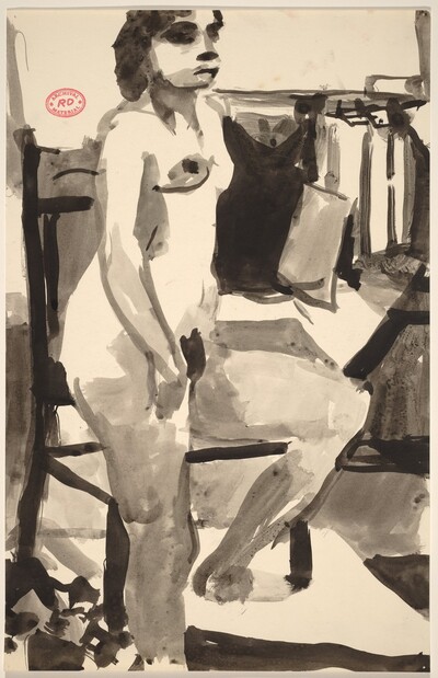 Untitled [female nude posing in studio]
