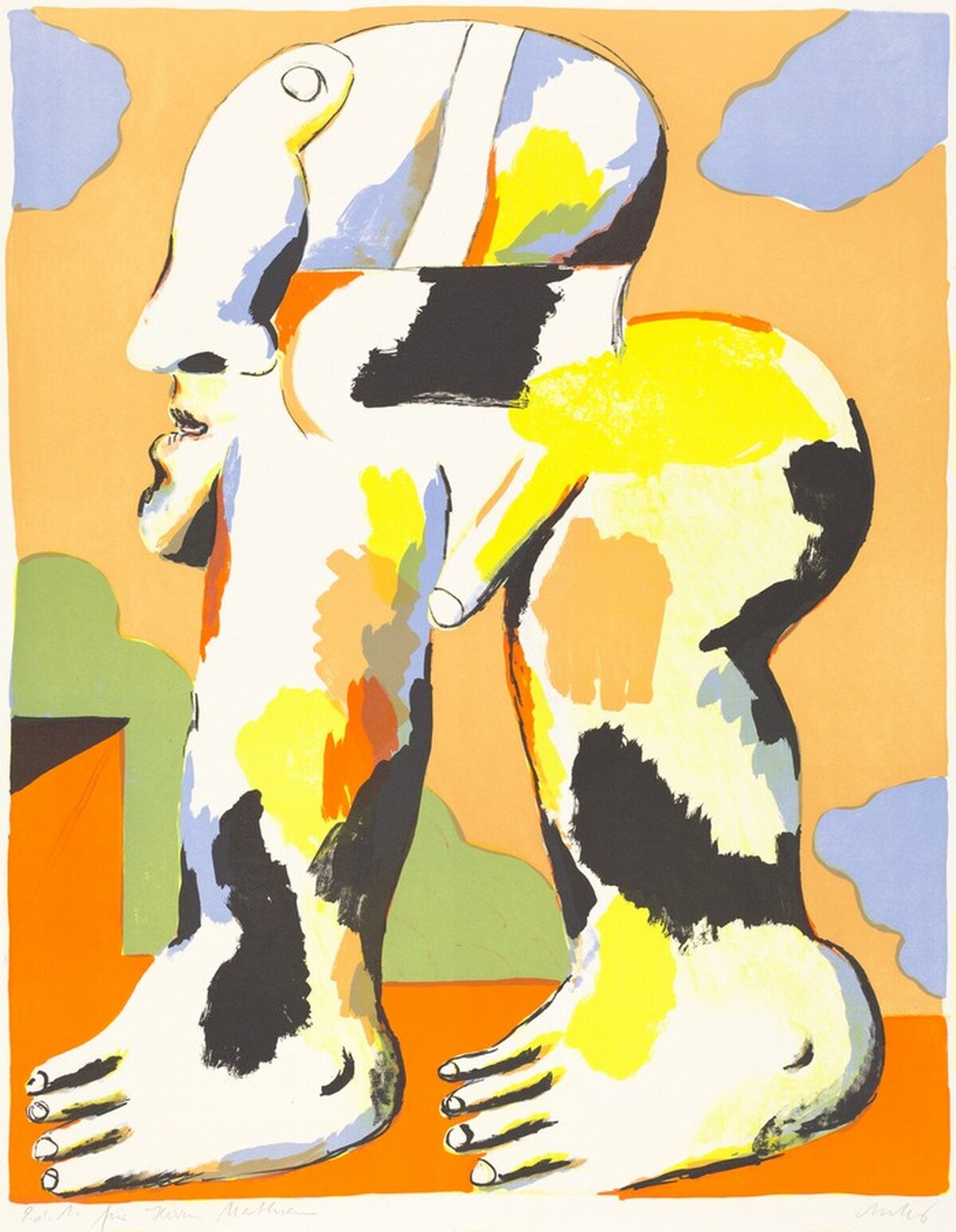Untitled (Striding Man) épreuve d'artiste for Herr Mathieu by Horst Antes