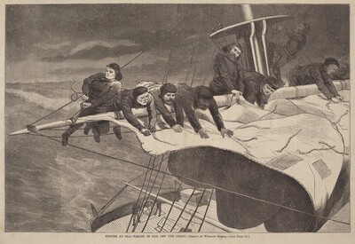 Winter at Sea - Taking in Sail Off the Coast