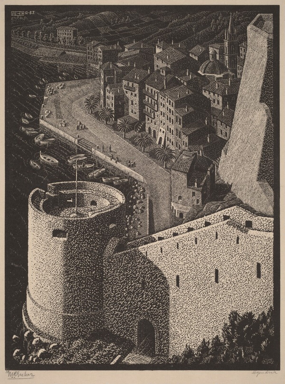 Calvi, Corsica by M.C. Escher