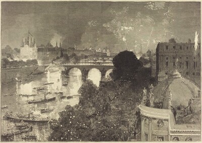 Le 14 Juillet.  Illumination de la Seine du Pont Neuf au Pont au Change