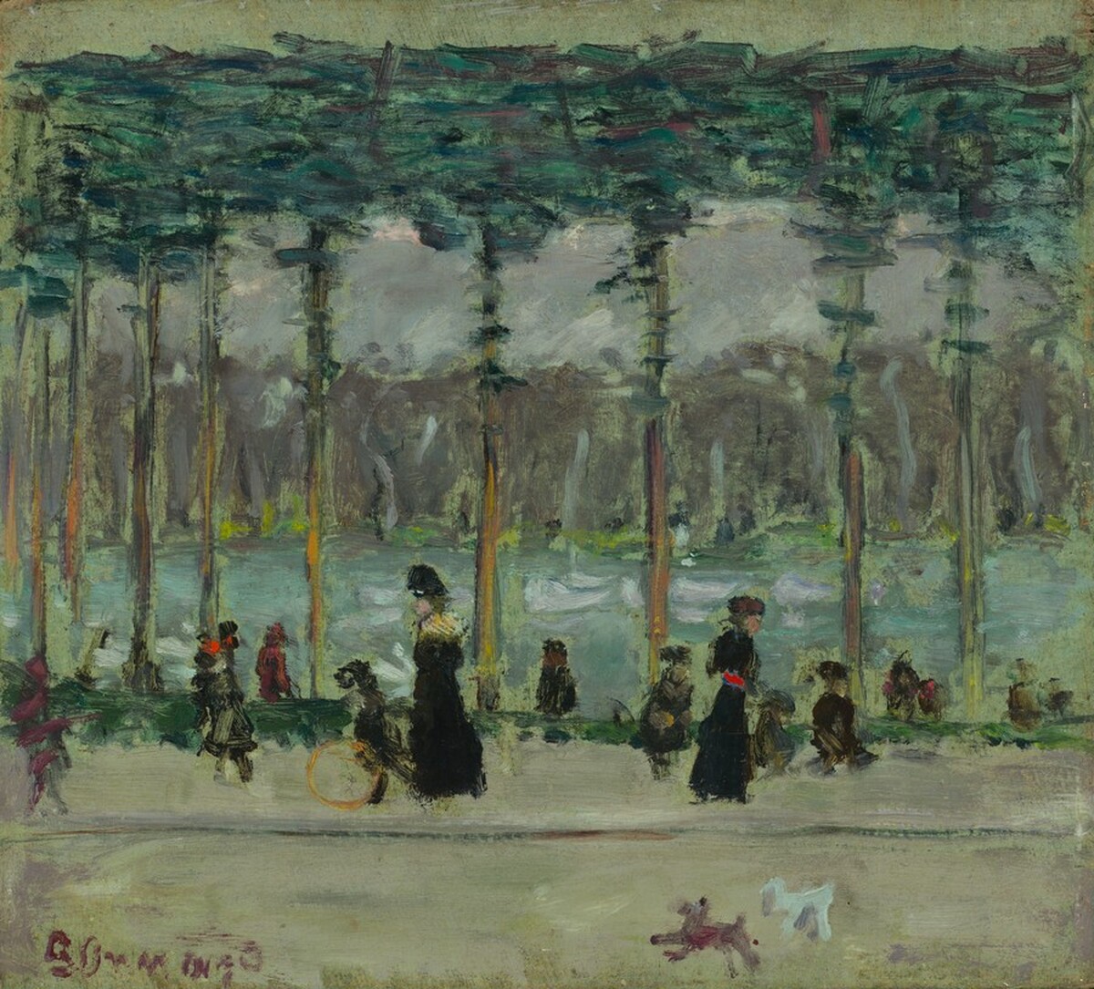 Walking at the Lake, Bois de Boulogne by Pierre Bonnard