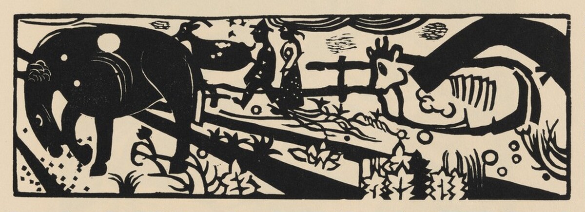 Bauerngang (Peasants Strolling) from Deutsche Graphiker der Gegenwart (German Printmakers of Our Time) by Heinrich Campendonk