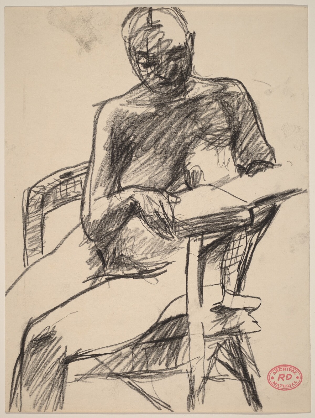 Untitled [nude seated in an armchair reading a book] by Richard Diebenkorn