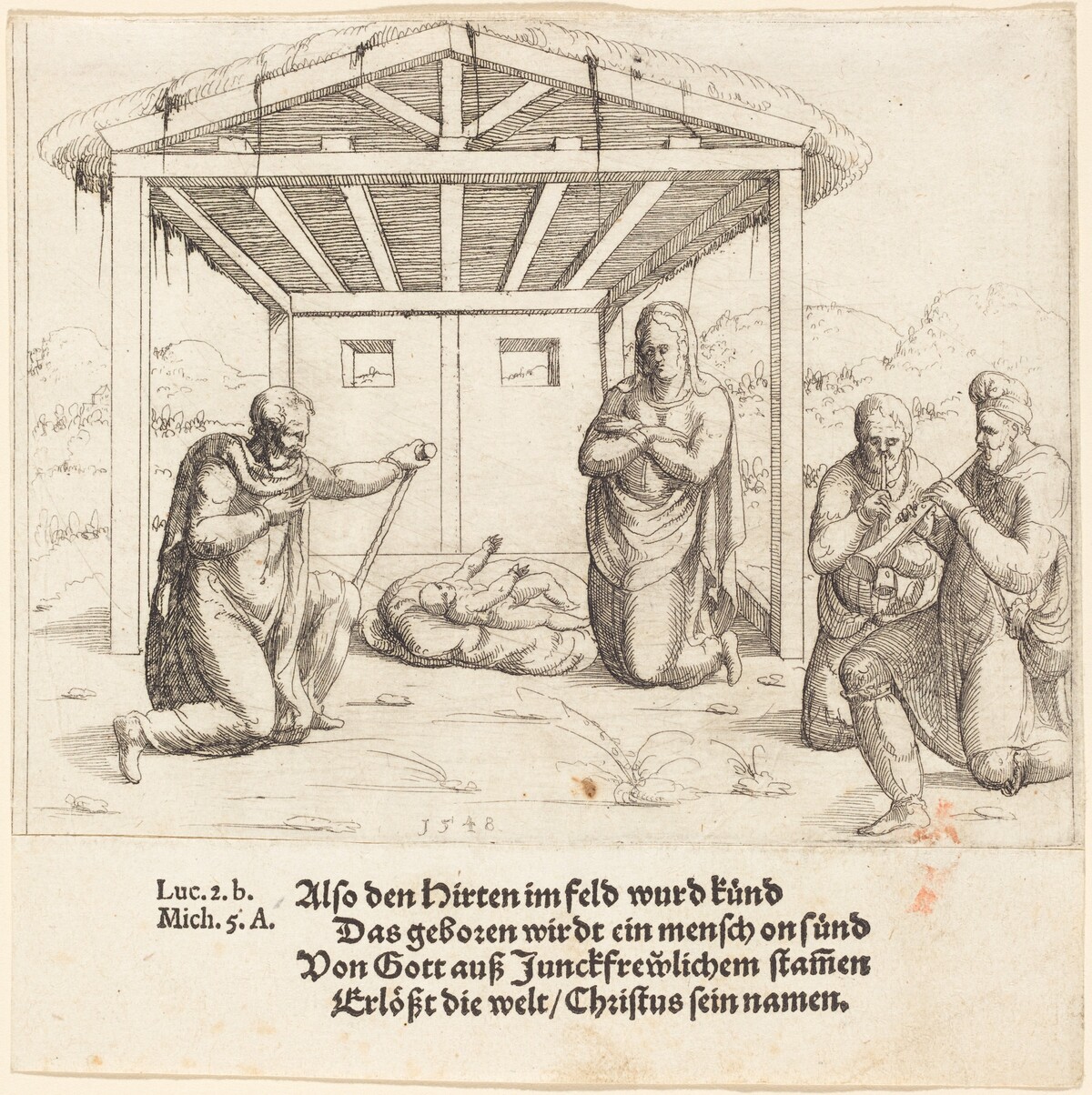 The Adoration of the Shepherds by Augustin Hirschvogel