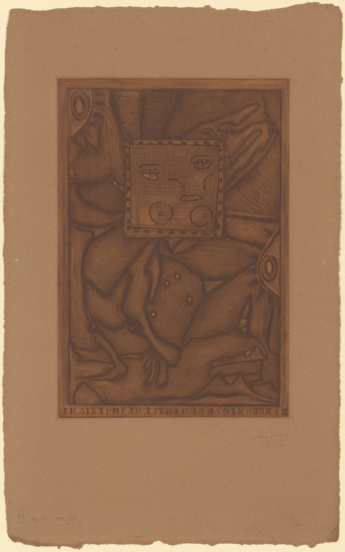 Untitled (Orange Mezzotint) [trial proof B] by Jasper Johns
