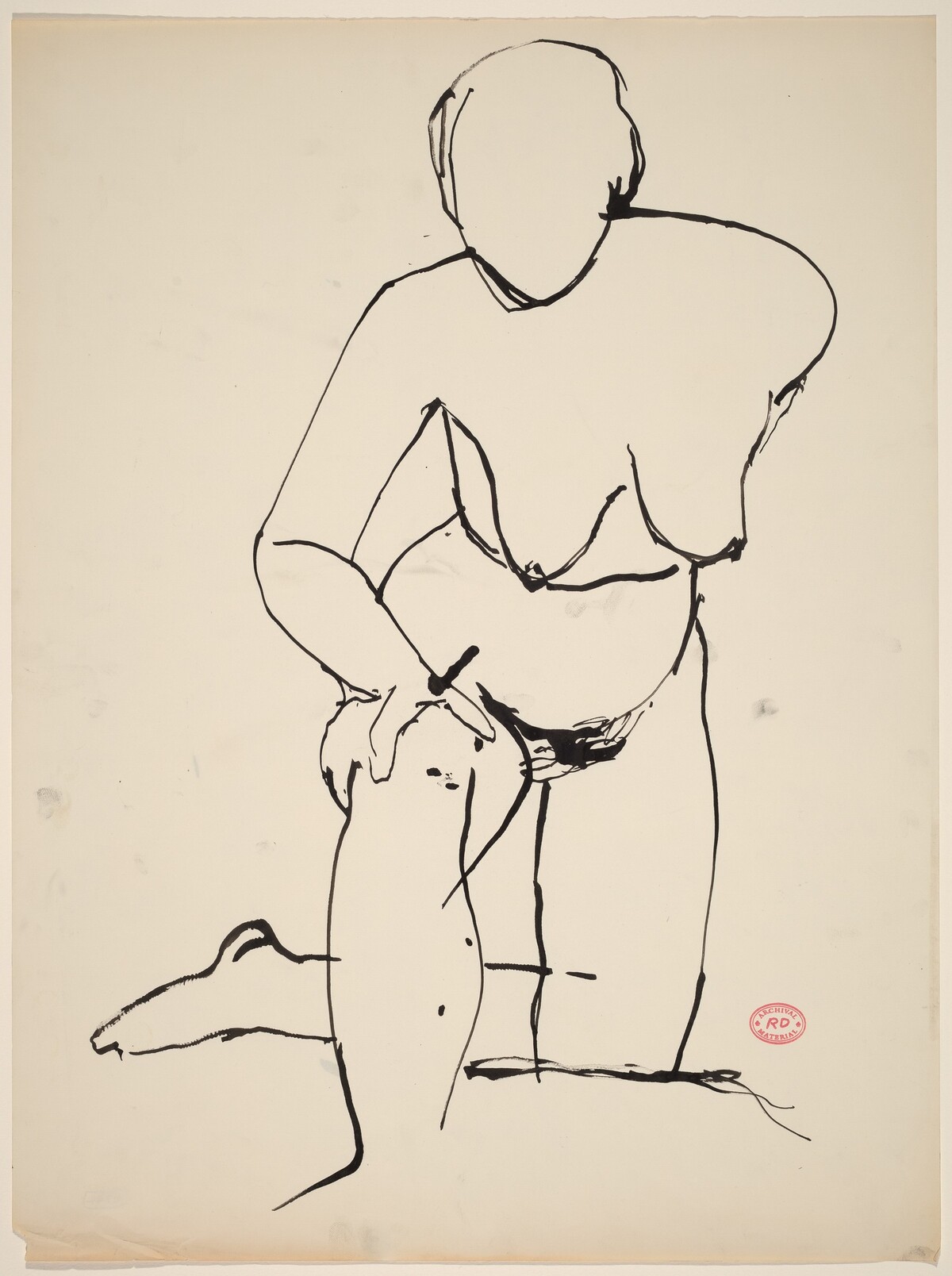 Untitled [nude resting on her knee and leaning forward] by Richard Diebenkorn
