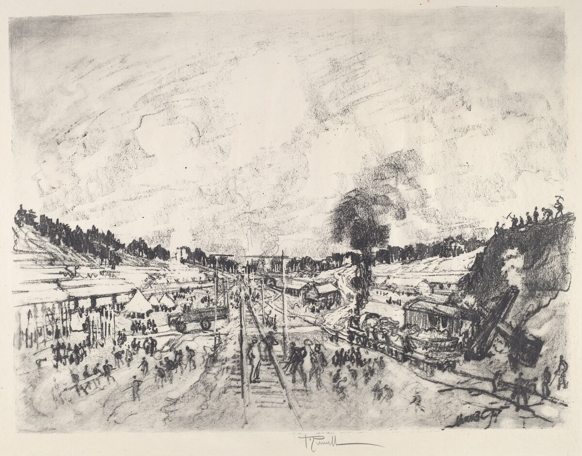 Building the Camp by Joseph Pennell