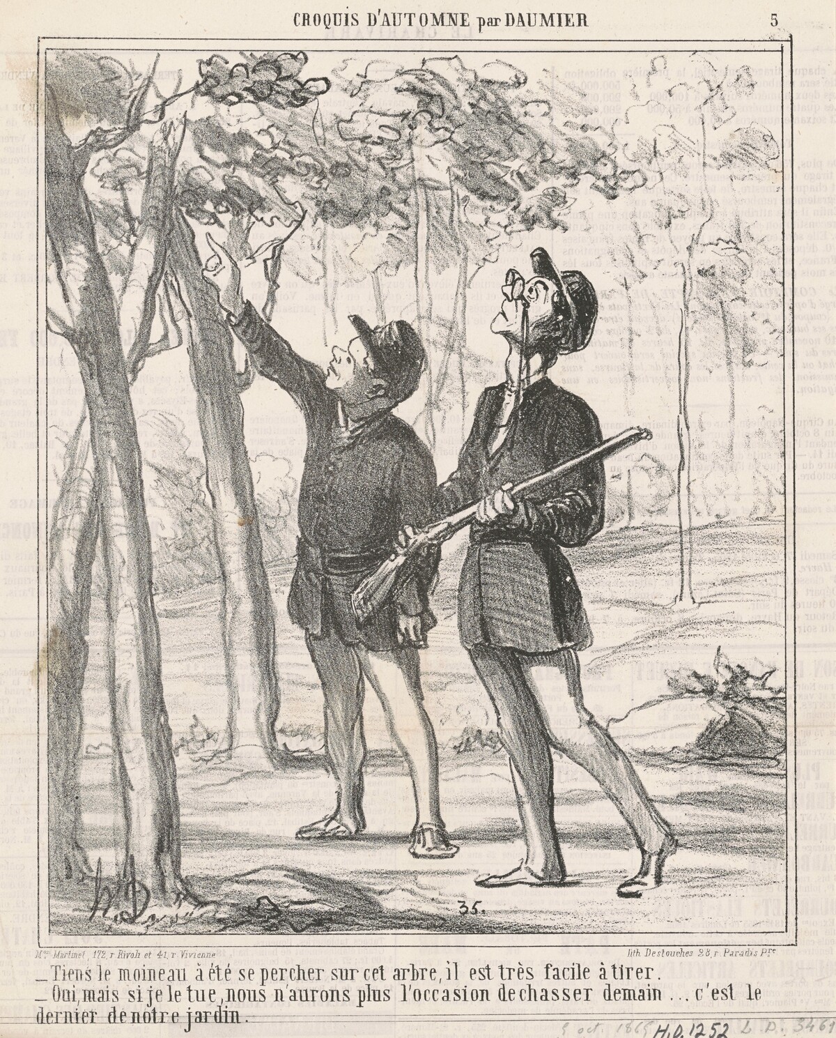 Tiens, le moineau a été sepercher by Honoré Daumier