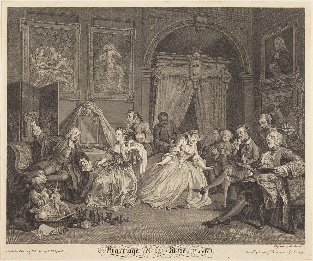 Marriage a la Mode: pl.4 by Simon Francois Ravenet I after William Hogarth