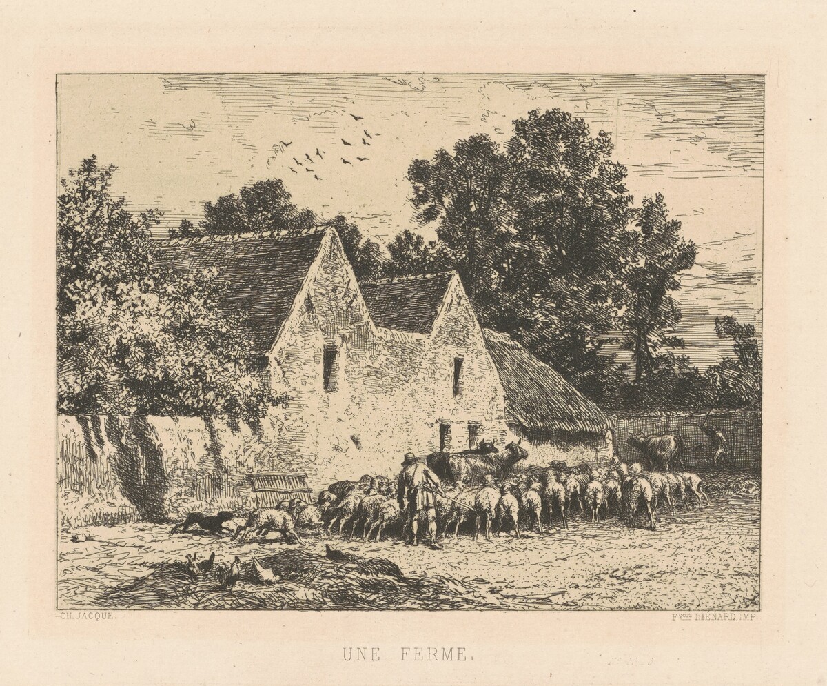 Une Ferme by François Liénard (after Charles Jacque)