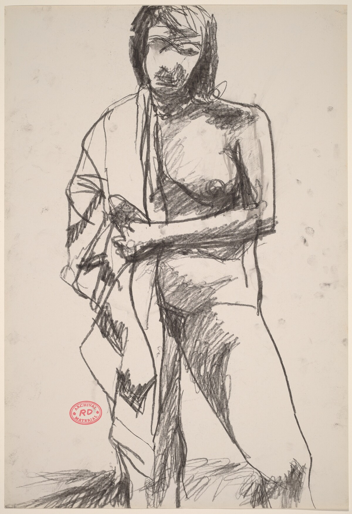 Untitled [standing female nude with drapery over right shoulder] by Richard Diebenkorn