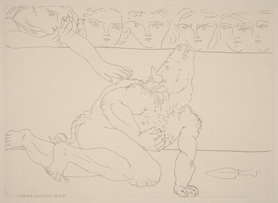 Dying Minotaur and Compassionate Young Woman (Minotaure mourant et jeune femme pitoyable)