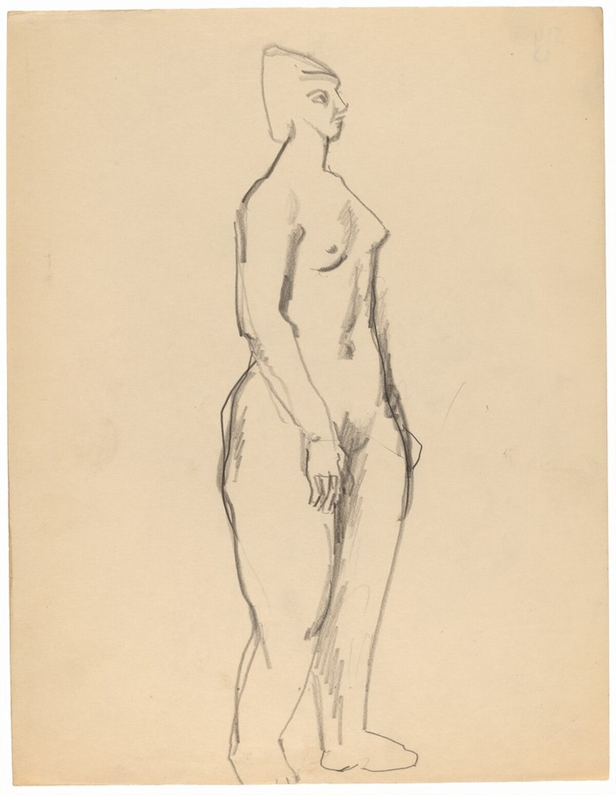 Standing Nude Three-quarter View to the Right, Arms at Side by Mark Rothko