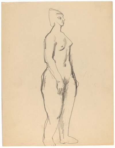 Standing Nude Three-quarter View to the Right, Arms at Side