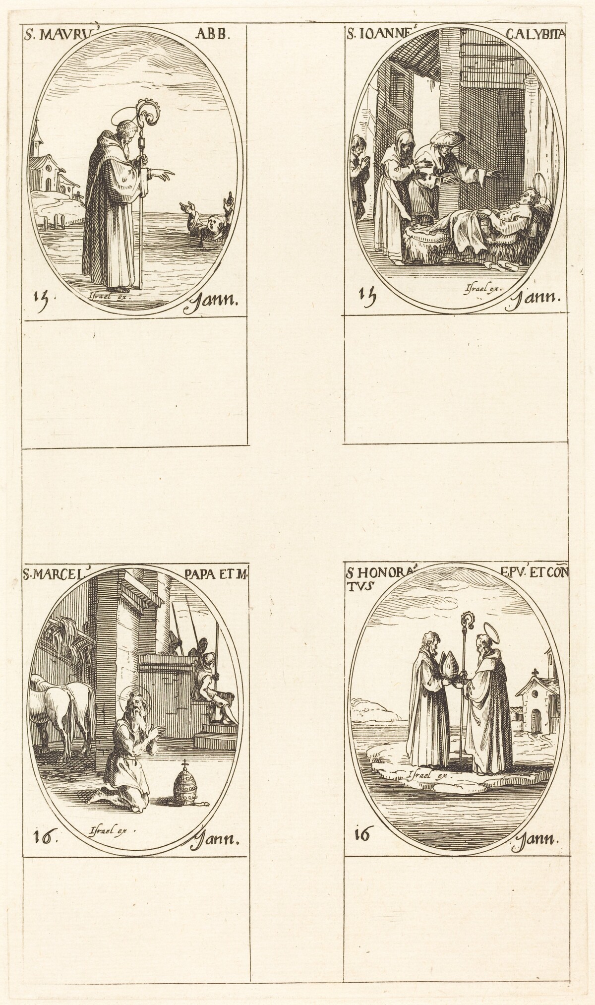 St. Maurus; St. John Calybite; St. Marcellus; St. Honoratus by Jacques Callot