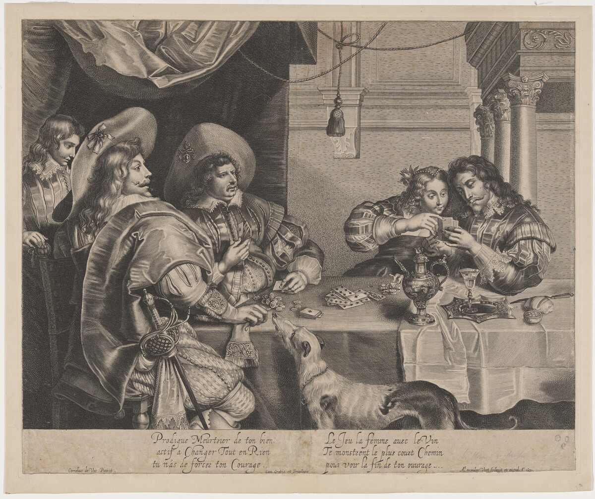 The Card Players by Alexander Voet I after Cornelius de Vos