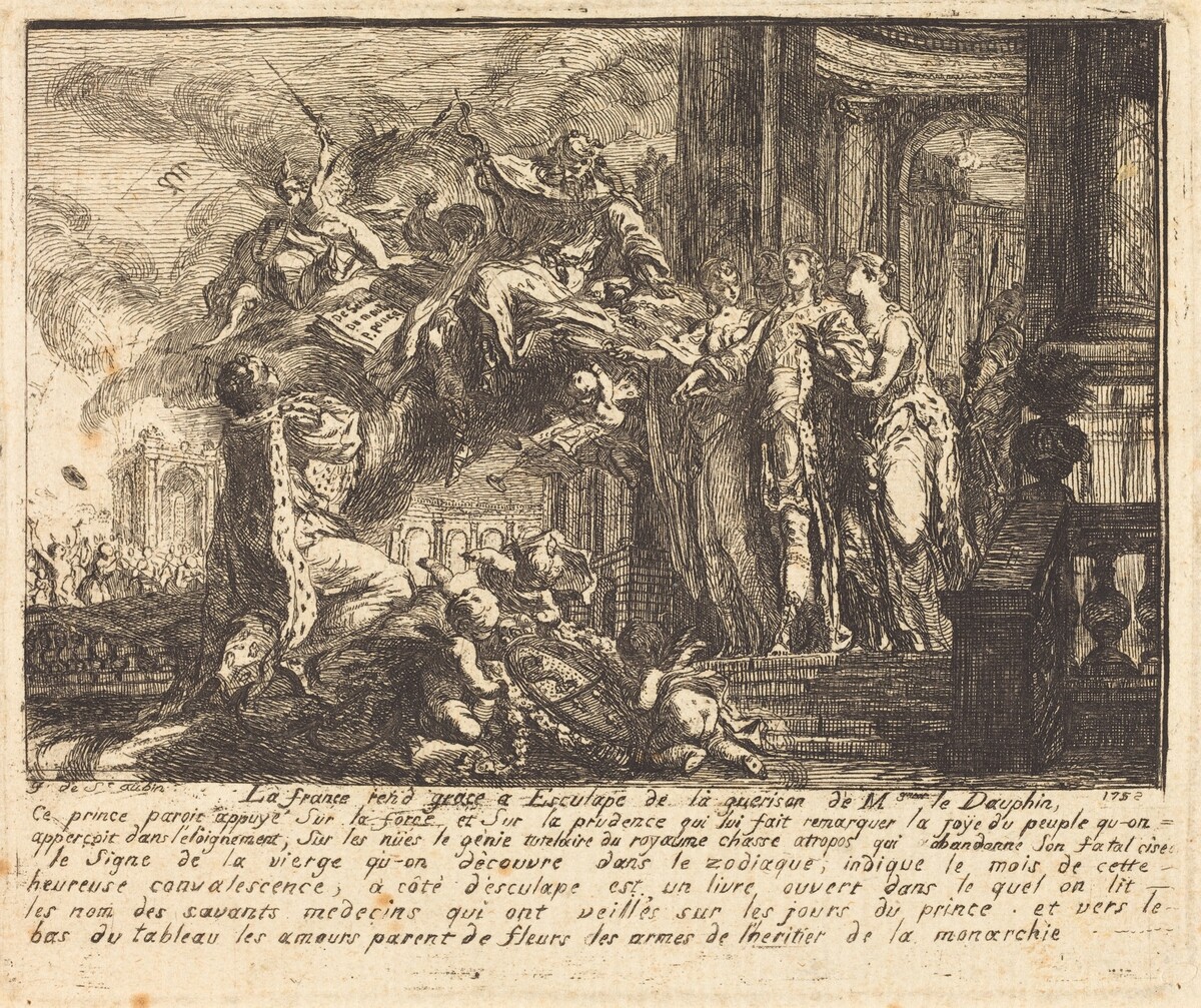Allegory of the Dauphin's Convalescence (Allegorie sur la convalescence du Dauphin) by Gabriel Jacques de Saint-Aubin