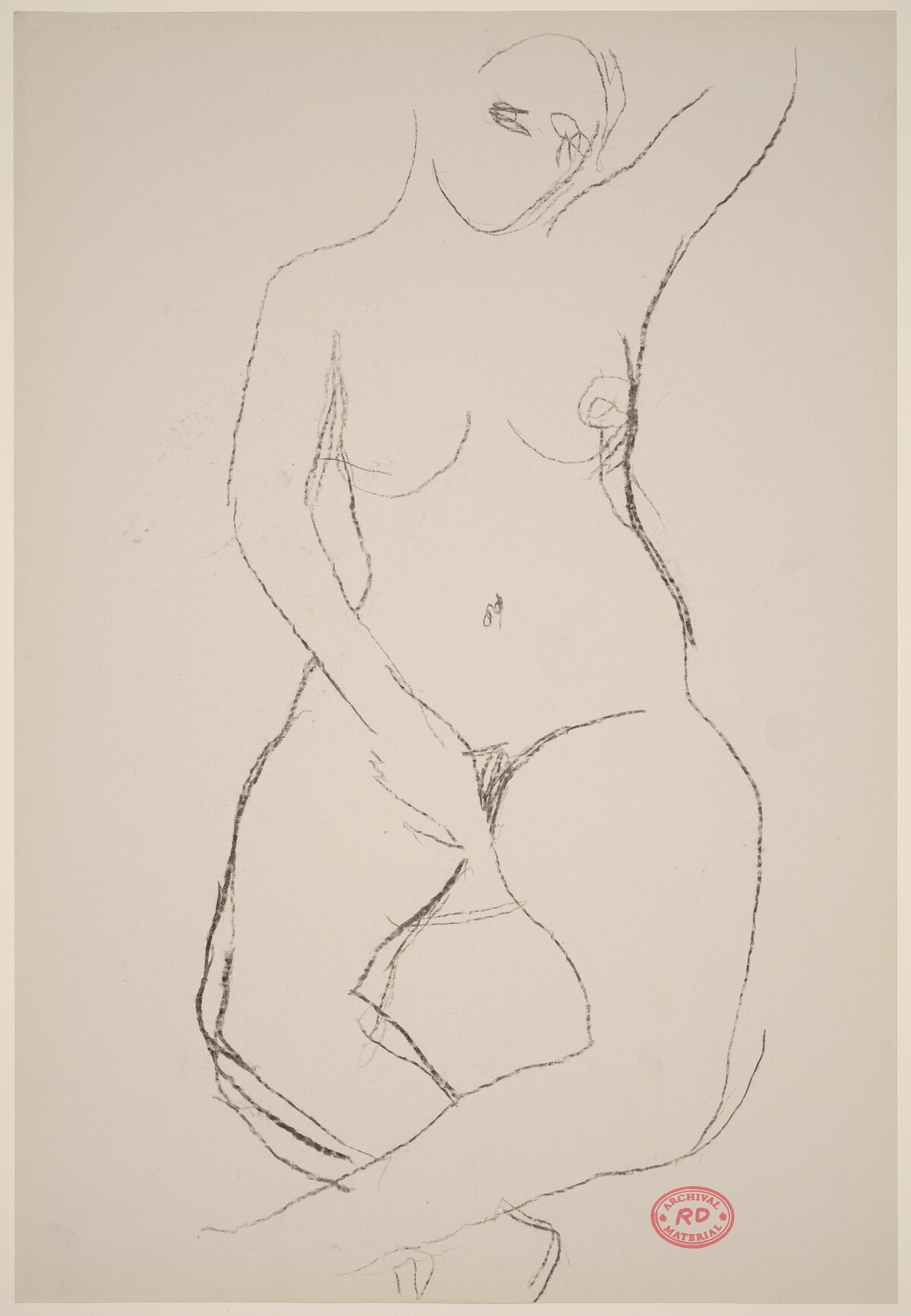 Untitled [seated female nude with left arm raised] by Richard Diebenkorn