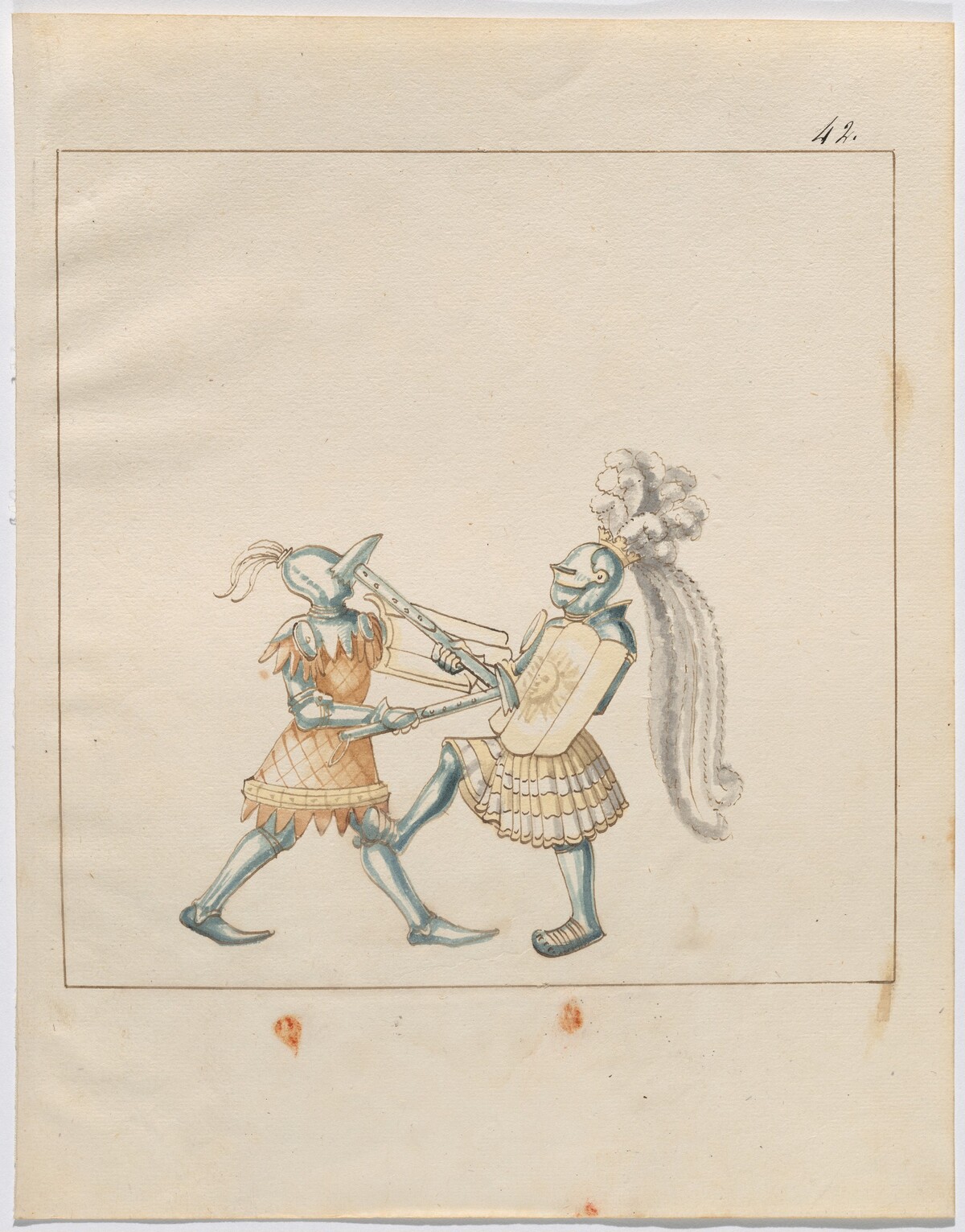 Foot Combat with War Hammers and Tartsche Shields by German 16th Century