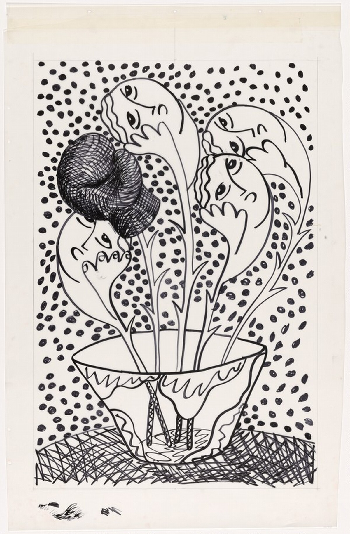 Drawing for "Flowers Fight" by Sandro Chia