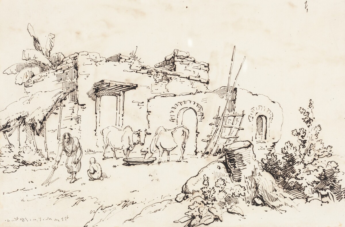 A Village Scene in India [verso] by George Chinnery