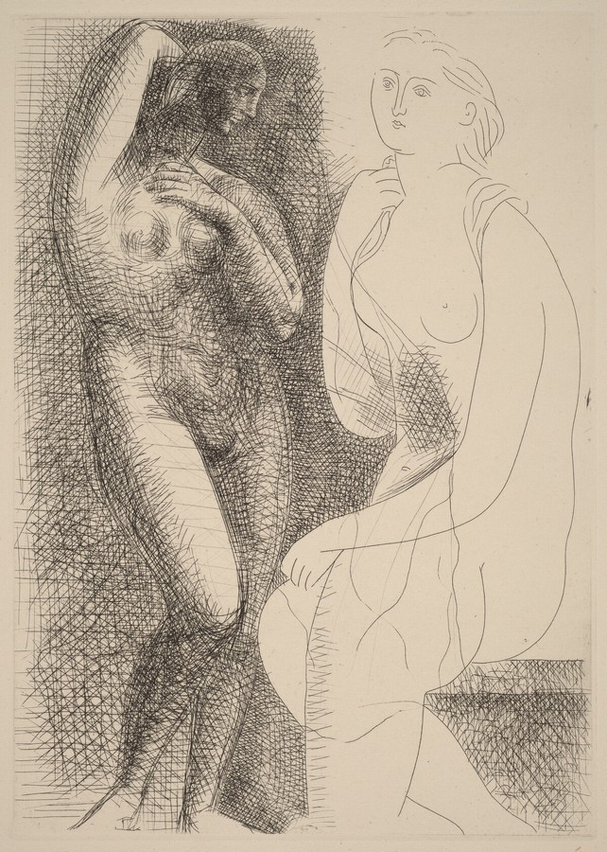 Nude before a Statue (Femme nue devant une statue) by Pablo Picasso