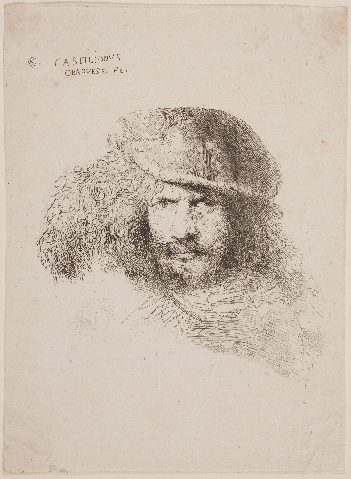 Head of a Young Man in a Feathered Hat (so-called Self-Portrait) by Giovanni Benedetto Castiglione