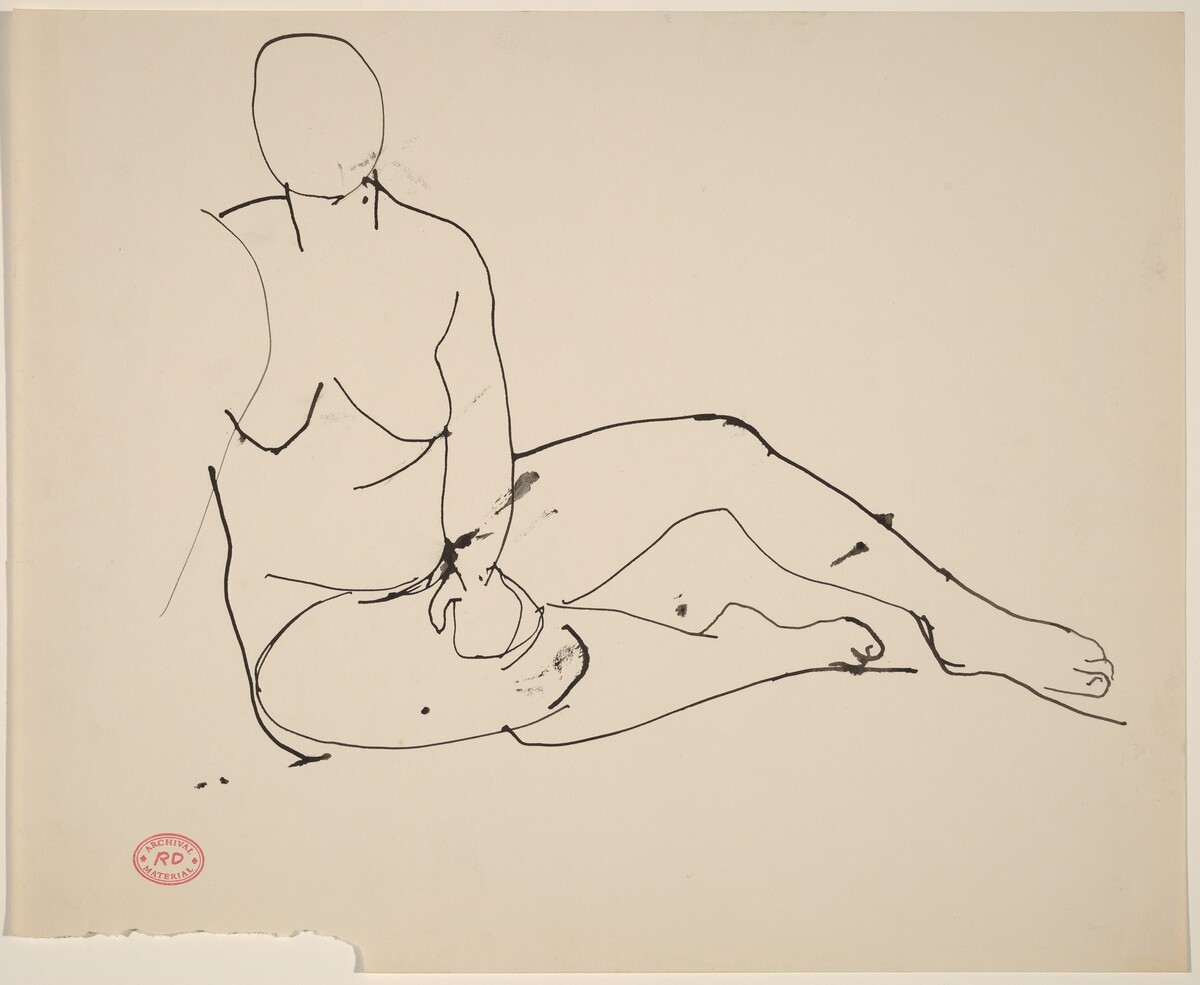 Untitled [seated female nude with hand on knee] by Richard Diebenkorn